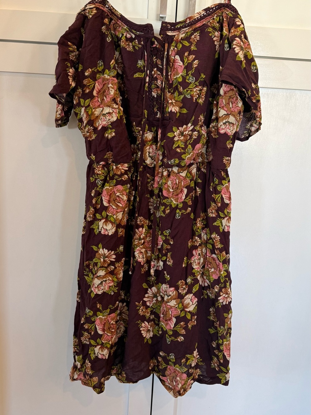 Floral Tie-Front Midi Dress in Plum
